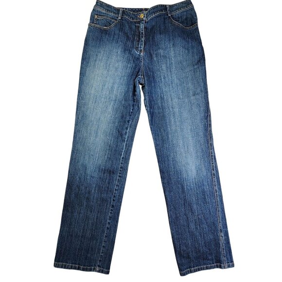 St. John Sport Womens Denim Jeans Size 10 Medium Wash Straight Leg Classic Fit - Picture 11 of 11